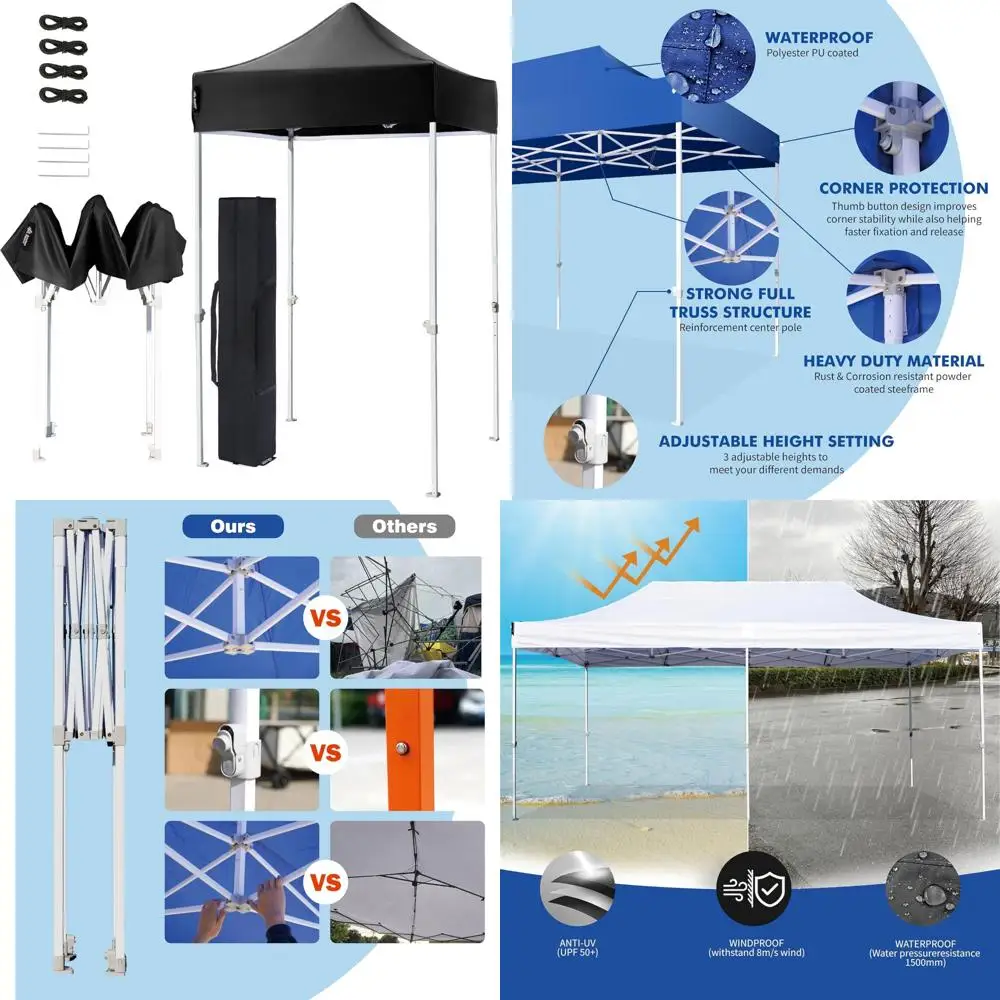 

Portable 5x5 Commercial Instant Canopy Tent for Outdoor Sun Shelter - Black