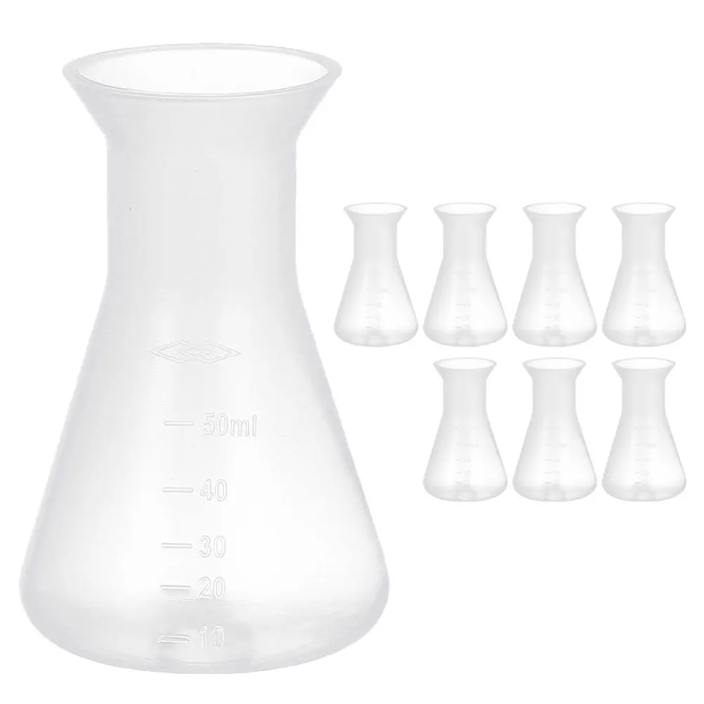 

8 Pcs Flasks Conical Graduated Chemistry Plastic Lab with Scale Measuring Cylinders Kit