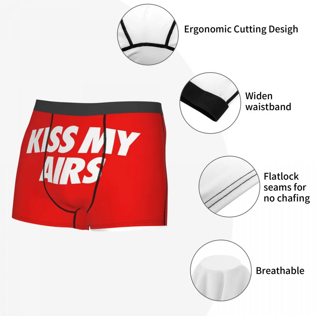 Boxer Underpants Shorts Kiss My Airs 50x80 Panties Men's Breathable Underwear for Homme Man Boyfriend Gifts