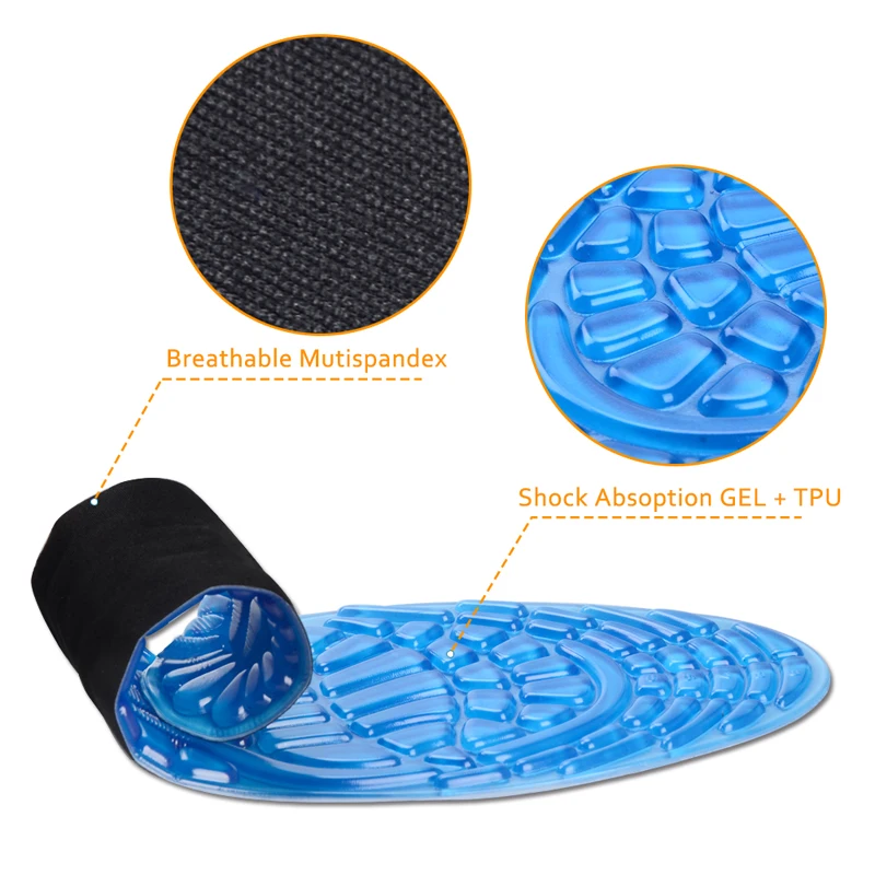 Silicone Gel Sports Insoles Pads For Sneakers Shoes Men Women Massage Foot Care Shoe Insole Soles Cushion Pad Inserts Padding