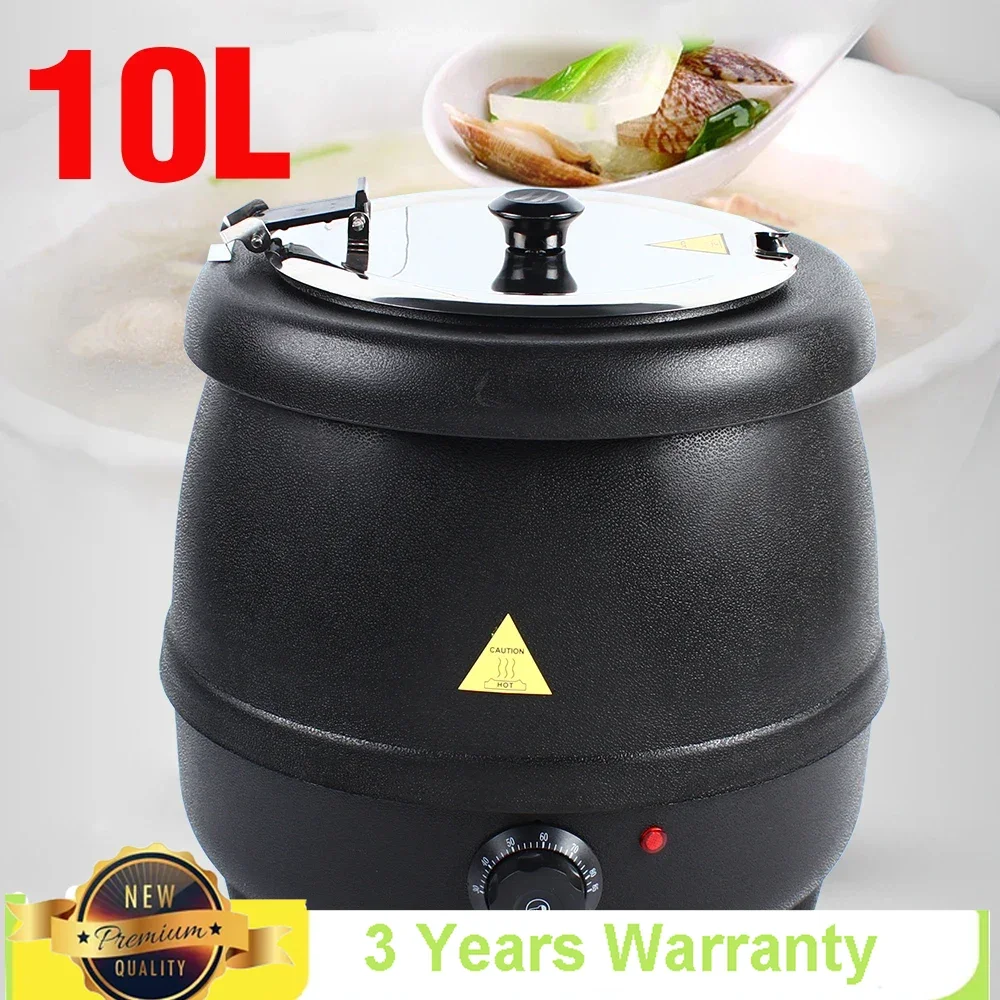 

Bymaocar Black 10L Countertop Large Capacity Heating Pot Electric Boiling Pot W/ Spoon Mouth For Kitchens, Restaurants, Parties