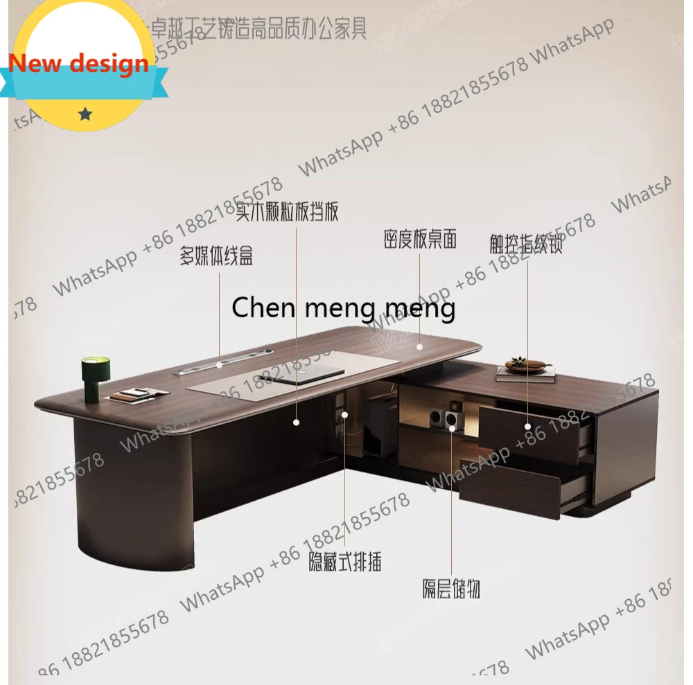 

B567 Элитная мебель для руководителей в стиле лёгкой роскоши: комплект стола и стульев для кабинета президента, директора или менеджера.