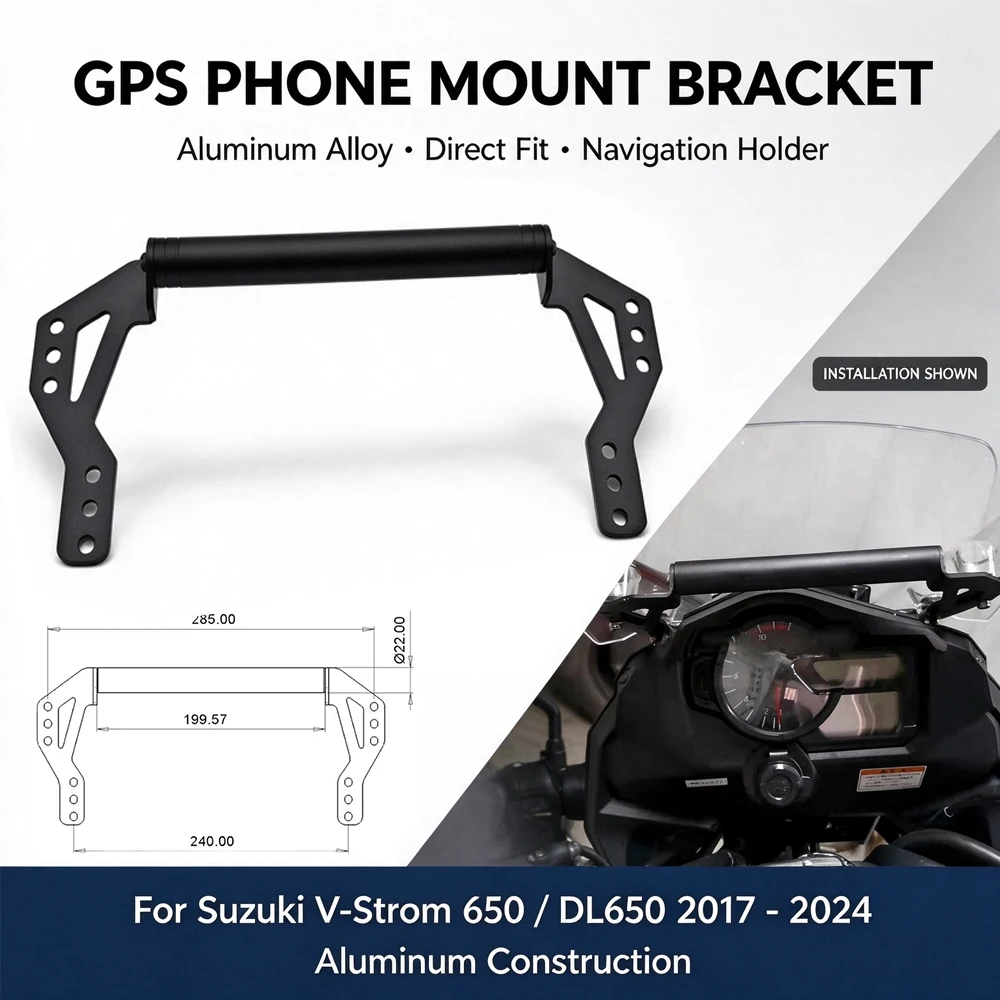 For Suzuki Vstrom 650 DL650 2017-2024 Phone Mount Bracket V-Strom DL 650 2022 Motorcycle Navigation Windshield GPS Phone Holder