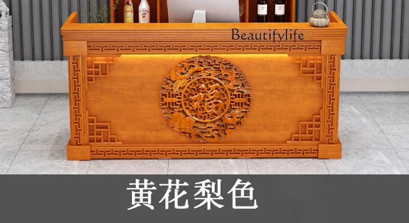 New checkout page wine cabinet Chinese tea house reception desk high sense retro style designer