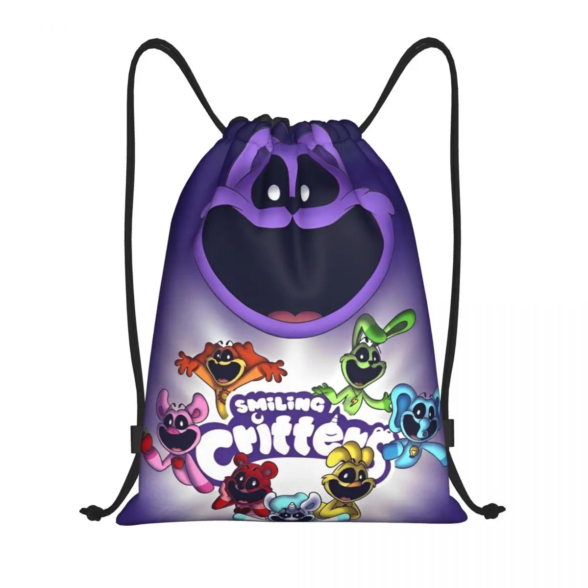 Smiling Critters Game Cartoon Bag Drawstring Backpack Sports Gym Sackpack String Bags for Cycling