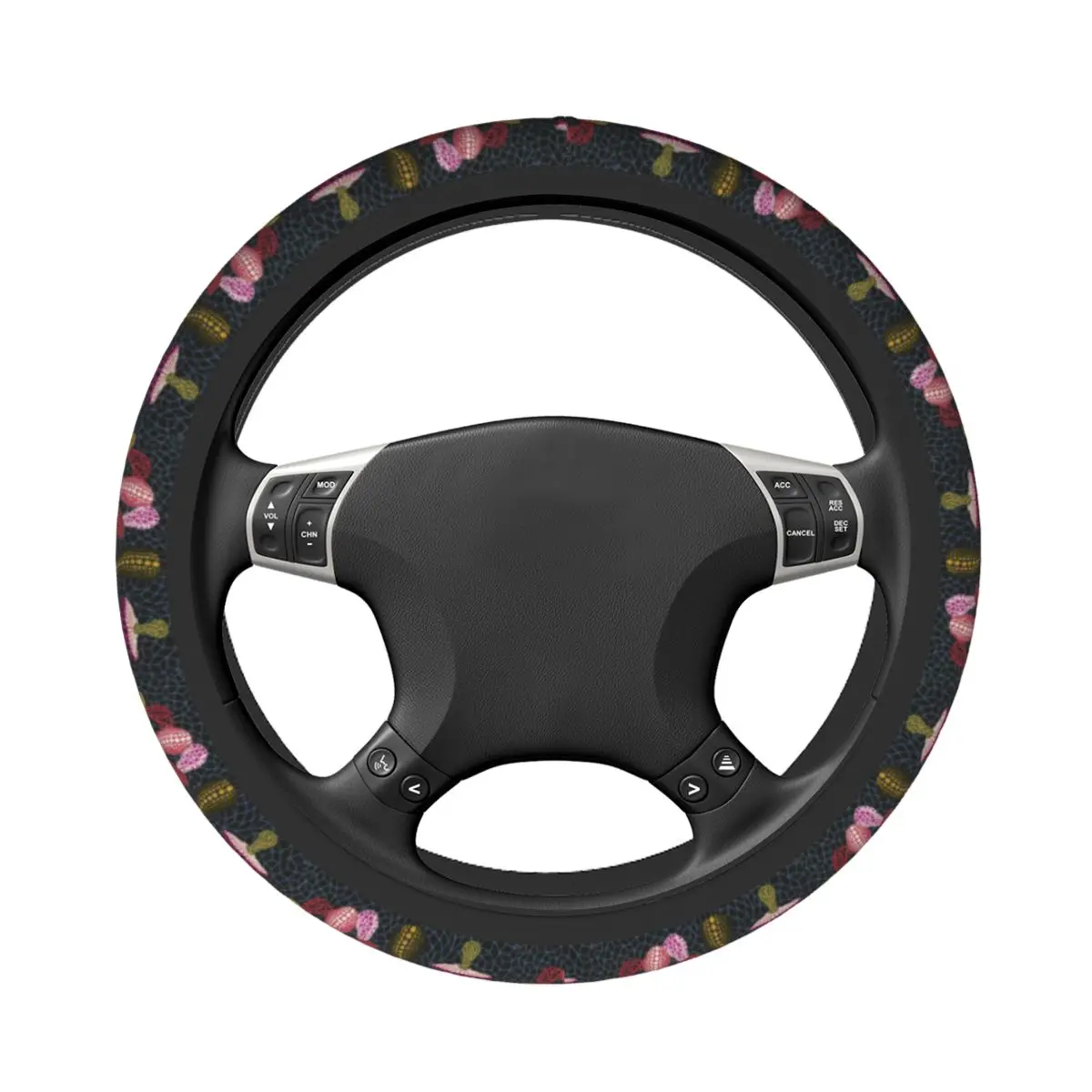 38cm Car Steering Wheel Covers Yayoi Kusama Mushroom Art Universal Abstract Car-styling Fashion Car Accessories