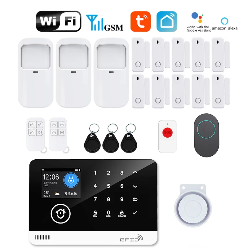 Tugard Tuya Smart Home Sicherheitsalarmsystem-Kit WiFi GSM Drahtlos 120dB Sirene Bewegungssensor App-Fernbedienung Home Assistant Alarmas Para Casa