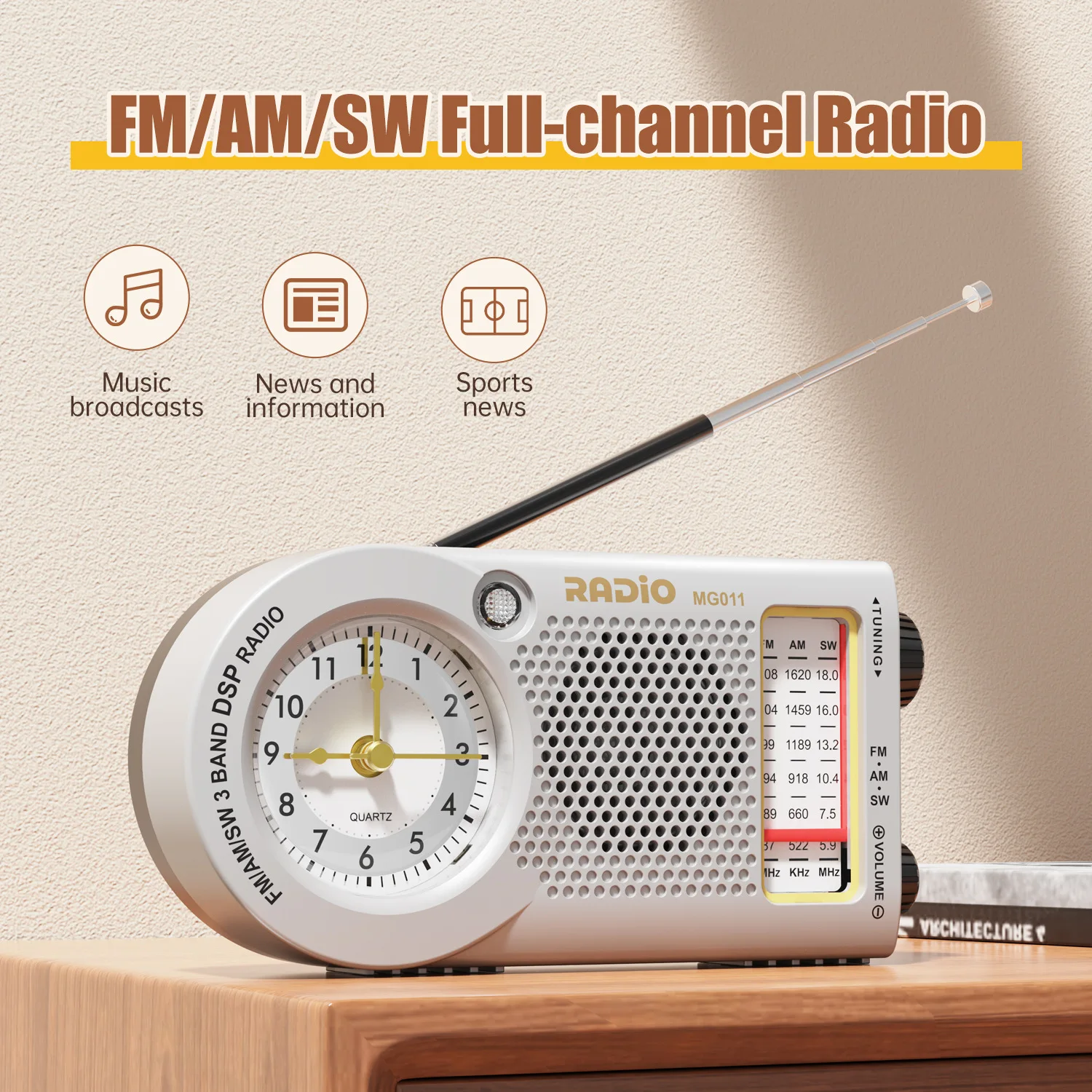 

Новое многодиапазонное портативное мини-радио FM/AM/SW с часами, перезаряжаемое, для пожилых людей