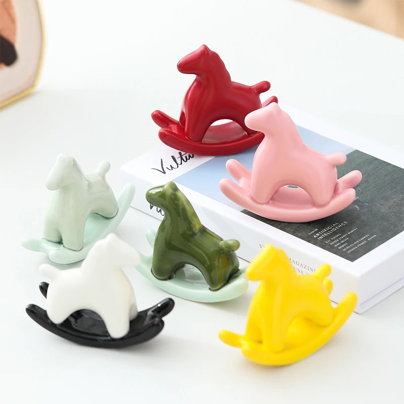 Ceramic Pony Ornament Rocking Horse Tea Ceremony Collectible Tea Table/Office Desk Cute For The Year Of The Horse