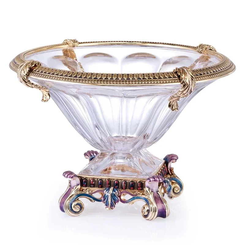 European-Style Enamel Large Plate  Light Luxury Living Room  Tea Table Decoration Creative Dried Fruit Tray