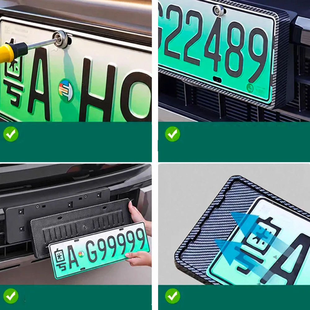 For GWM Haval H10 2026 License Plate Frame Full Surround ABS Number Plate Holder Carbon Fiber / Gloss Black / Matte Black