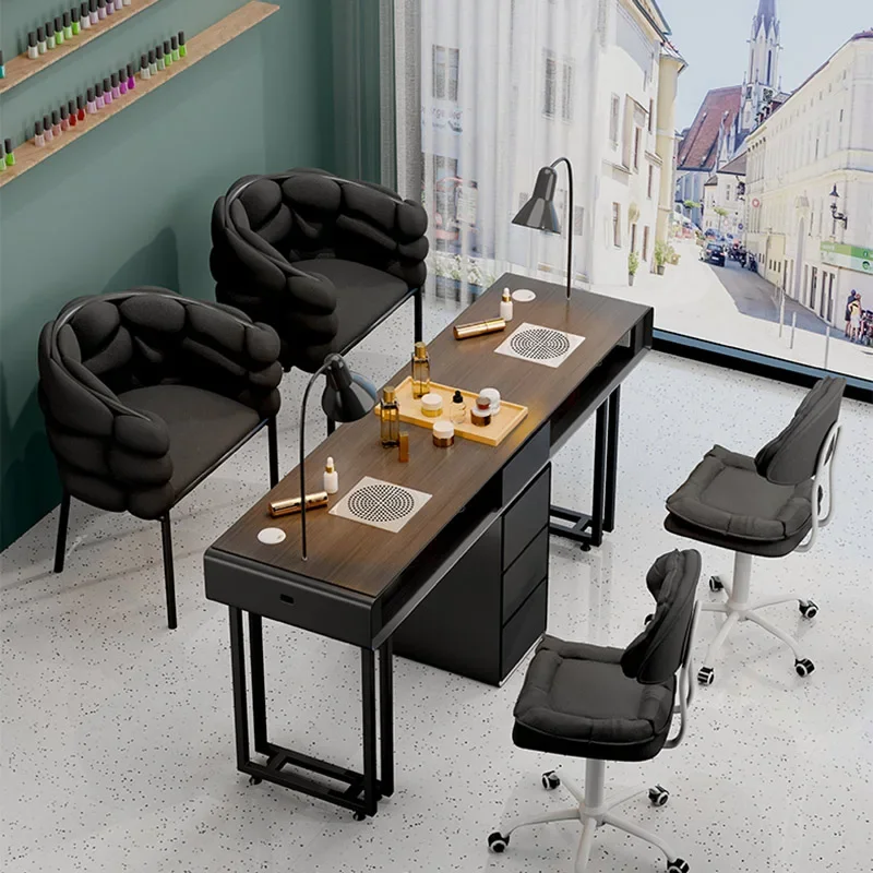 طاولة أظافر أوروبية مدمجة، منظم كبير، محطة طاولة أظافر، أثاث فريد من نوعه من Mesinha De Manicure