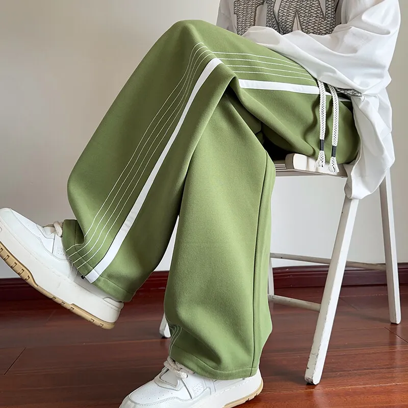 Straight Cotton Sweatpants Men's 2025 Spring Autumn Casual Pants Streetwear Oversized Loose Pants Outdoor Sports Jogger Trousers