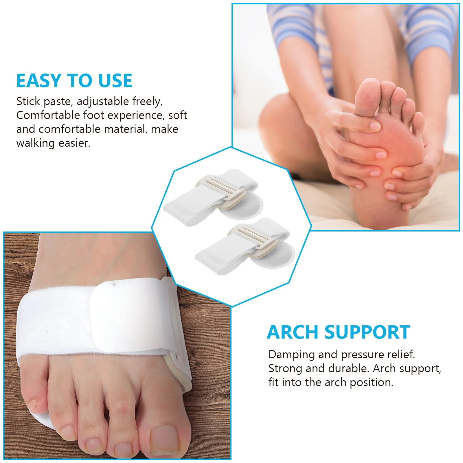 

2pcs Arch Support Foot Pads Durable Comfort Anti-slip Plantar Fasciitis Relief Cushions Insoles Feet Care Tools
