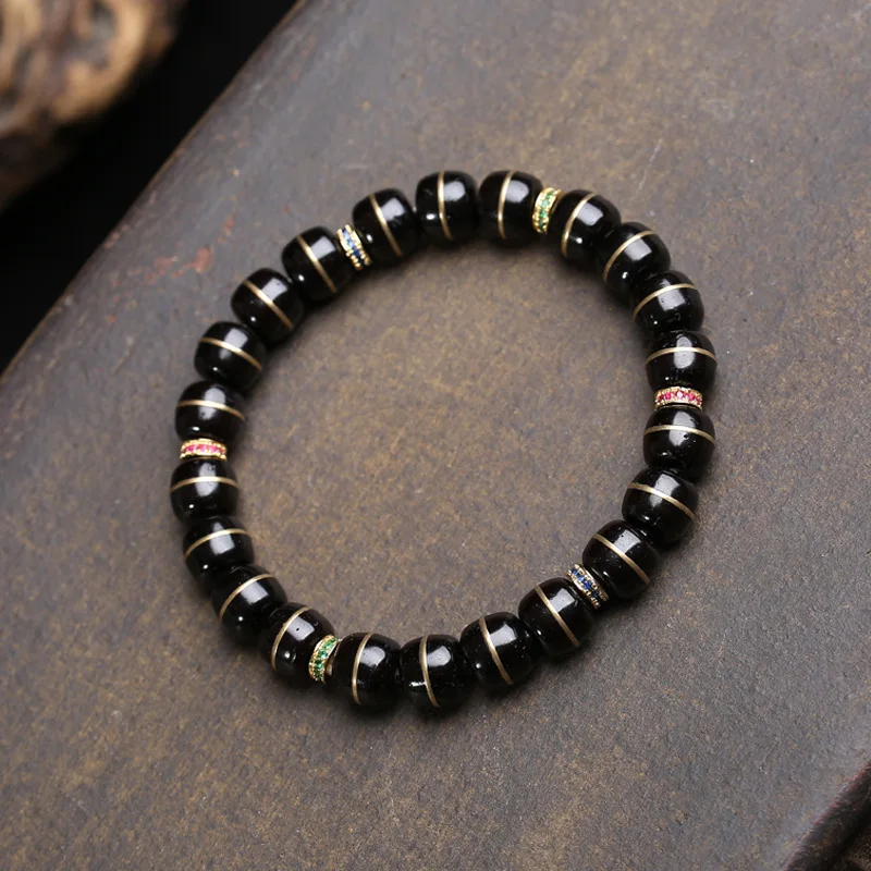 Natural Black Gold Coconut Tee Copper Inlay Bucket Beads Wushu Strings Single Ring Antler Roots Payback Bone Accessories Buddha