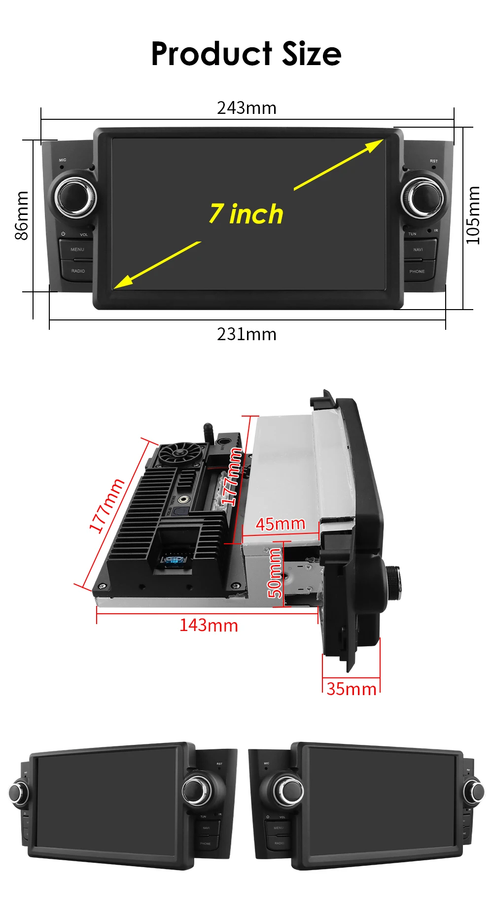 RoverOne Autoradio CarPlay Per Fiat Grande Punto 2007-2012 – Touch Screen Android 4+64GB Con GPS, WiFi E DSP - 2