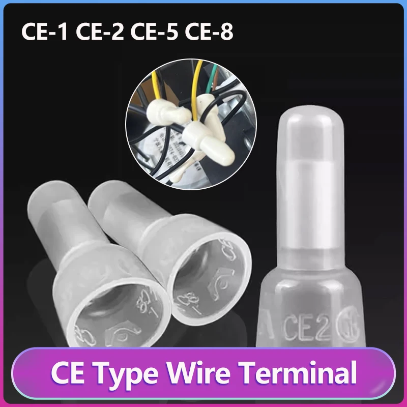 CE Type Wire Terminal Closed End Crimp Caps Connector CE-1 CE-2 CE-5 CE-8 Car Audio Line Nylon Insulated Crimping Splice Protect