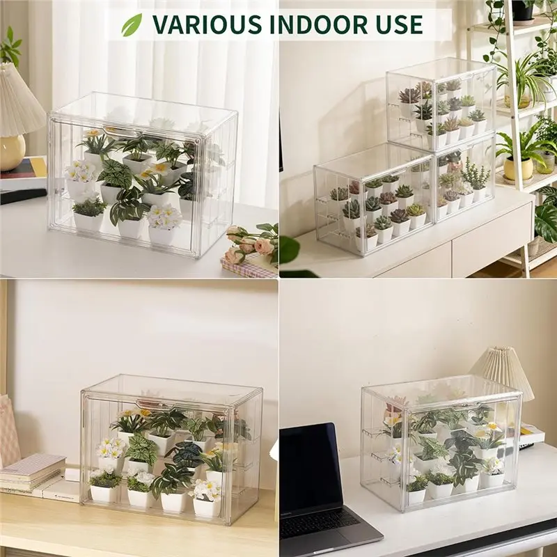 AB06 Clear Display Case Mini Indoor Greenhouse For Plant Grow Warmer And Home Gardening Display