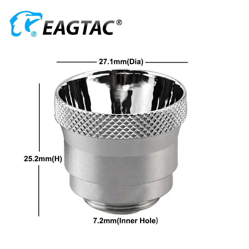 27.1mm(D) x 25.2mm(H) 7.2mm Emitter Hole SMO Light Orange Peel Aluminum Reflector For EAGTAC T20C2 XML2 Nichia SST20