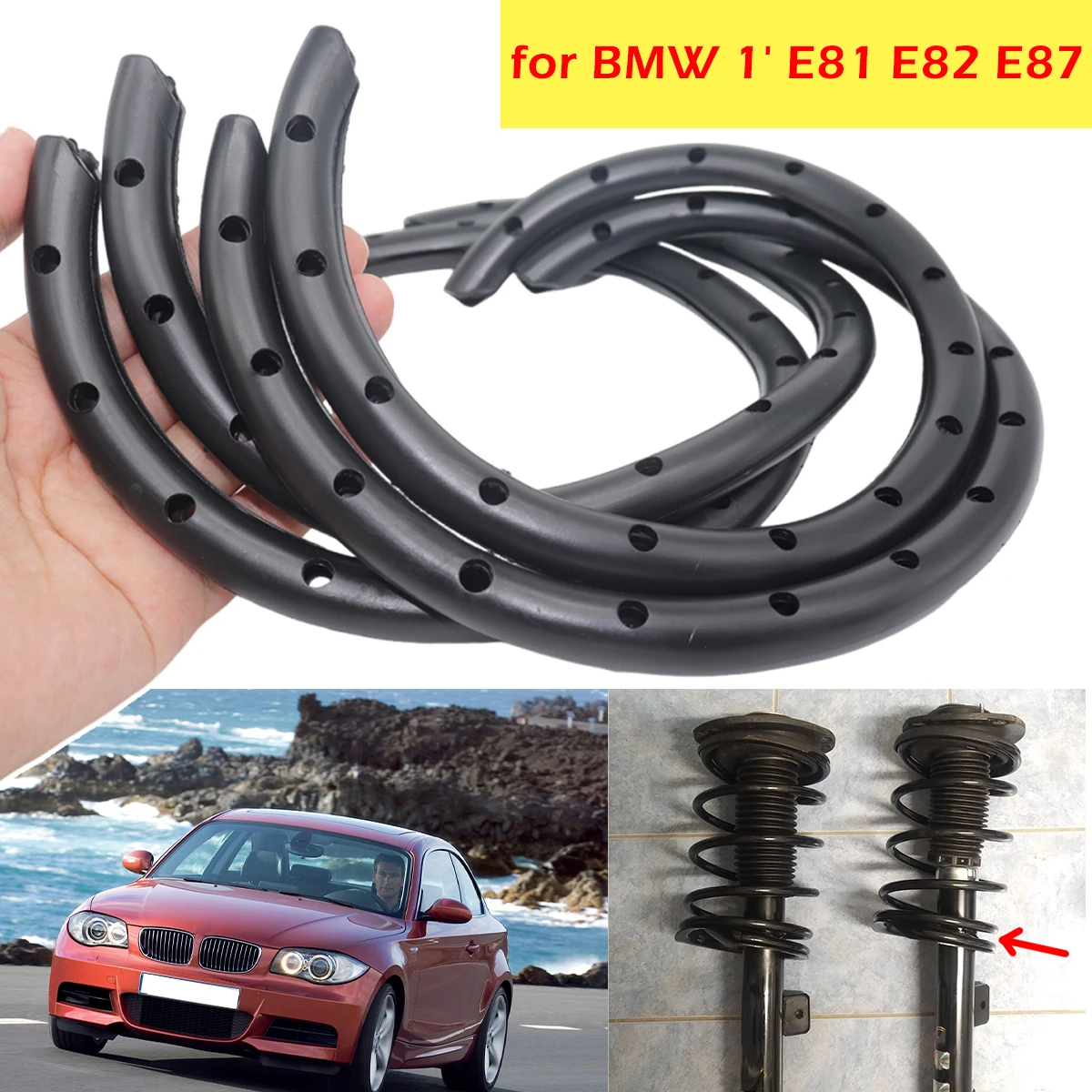 

1/2/4PC for BMW 1' E81 E82 E87 Front Rear Coil Spring Sleeves Rubber Insulator Shock Absorber Damper Suspension Noise Reducer