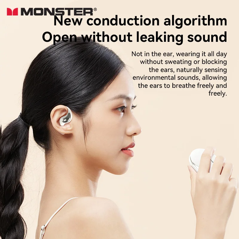 Monster GT27 سماعات أذن مفتوحة بلوتوث 6.0 سماعات لاسلكية ENC إلغاء الضوضاء سماعة رأس رياضية للألعاب للتمرين والجري
