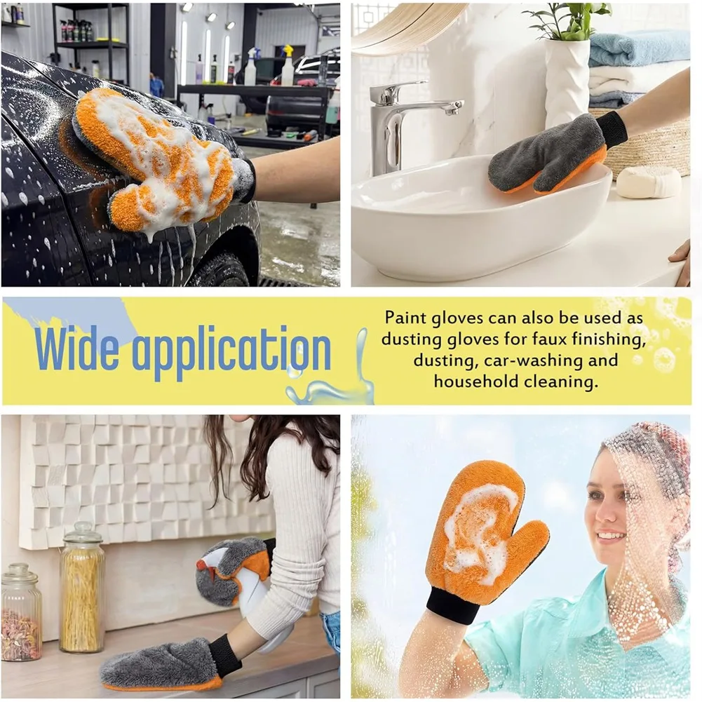 10 Pack Paint Mitts Microfiber Terry Gloves Reusable Lint-Free for Deck Stain, Furniture Cleaning Waxing Polishing