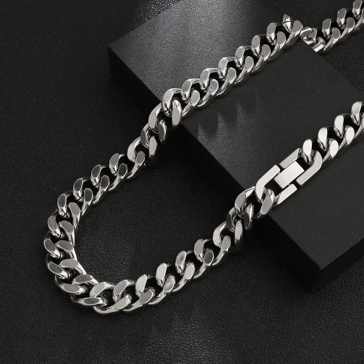 High Quality Full Polishing Stainless Steel 11mm Four Sides Encryption Cuba Necklaces Basic Link Chain For DIY Jewelry Gifts