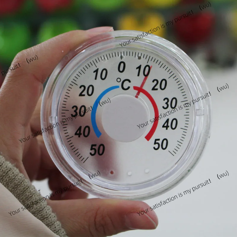 Round plastic thermometer for inner and outer doors with pointer, temperature and humidity measuring tool