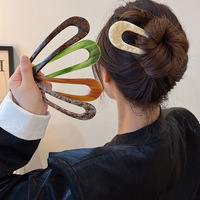 VANIKA new fashion multi-colour acetate hair clips women's elegant U-shaped hair stick simple headdress hair accessories gift