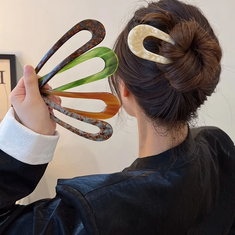 VANIKA nowe modne wielokolorowe octanowe spinki do włosów damskie eleganckie sztyfty do włosów w kształcie litery U proste nakrycie głowy akcesoria do włosów prezent