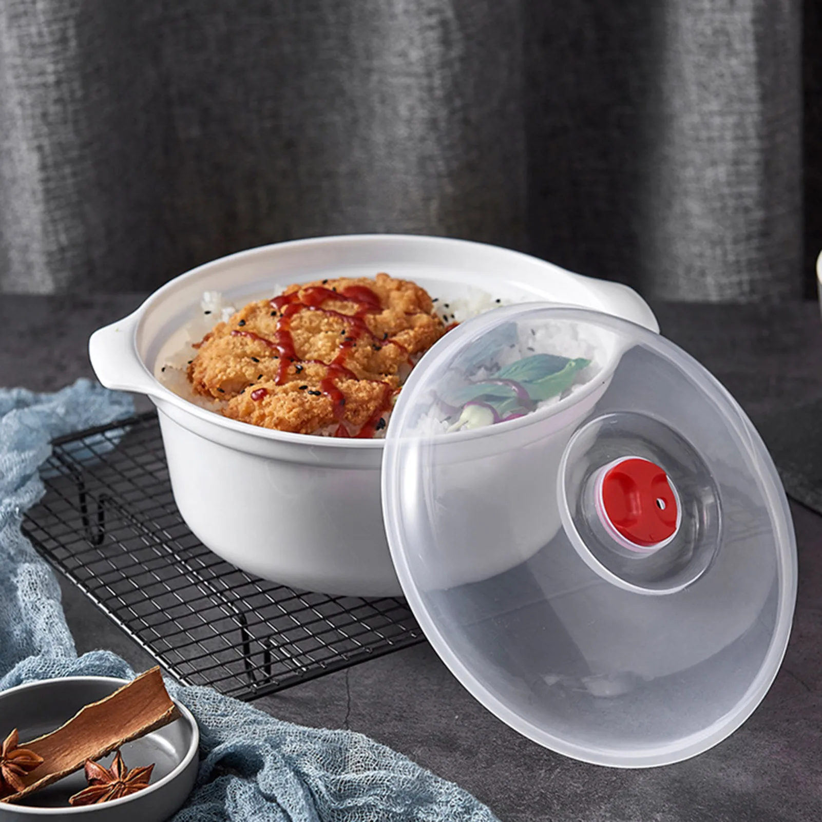Professional Lunch Box Round Food Storage Container for Camping Picnic Airtight Microwaveable Plastic Bowl Durable Travel