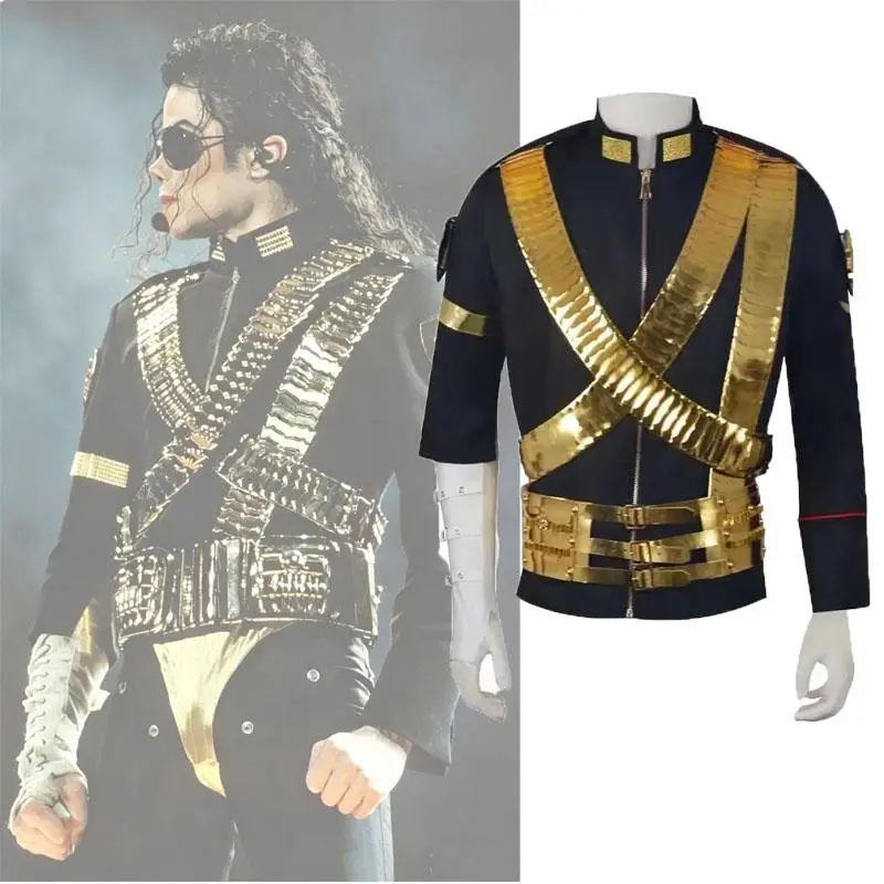 Veste classique JAM de Michael Joseph Jackson et ceinture en métal Bullet Punk, collection haut de gamme, costumes d'Halloween identiques à l'original.