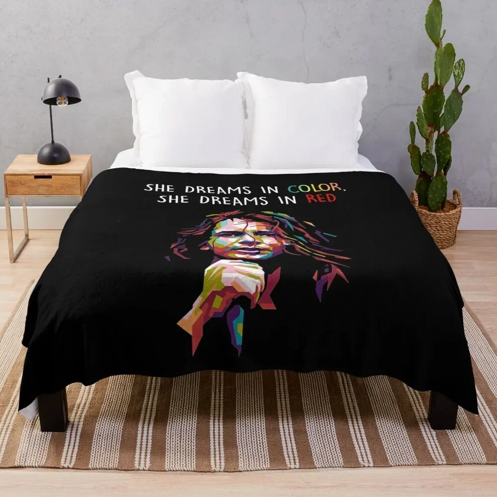 

She dreams in color She dreams in red Throw Blanket funny gift Blankets For Bed Winter beds Blankets