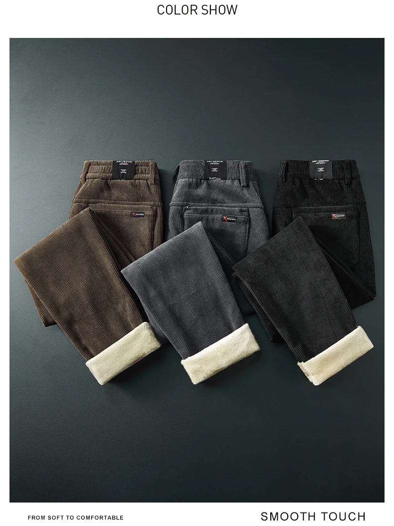 2026 Winter Fleece Warme Cordhose für Herren – Lässige Outdoor- und Business-Hose mit dickem Flock-Plüsch in Schwarz, Grau, Braun – Detail 6