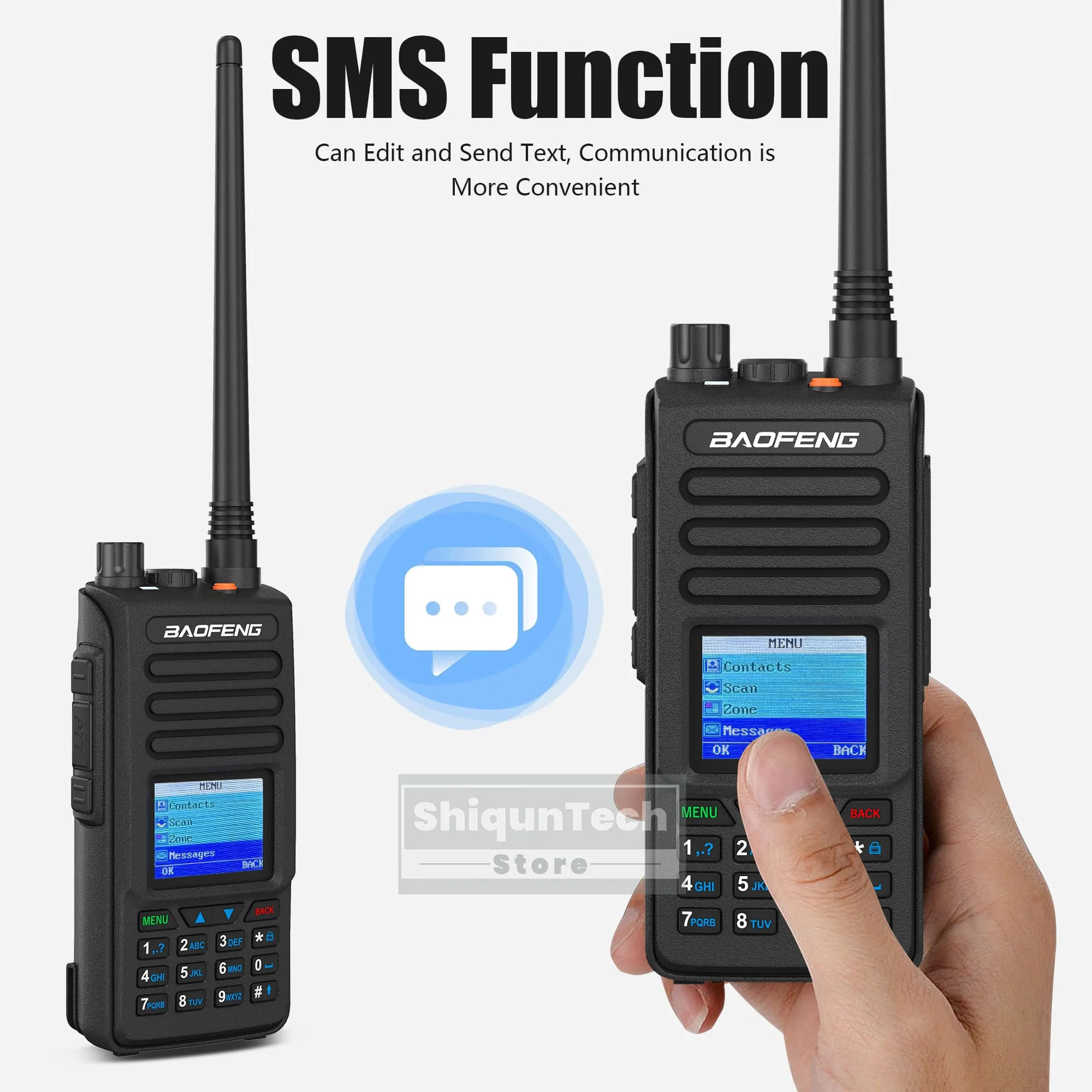 DM-1702 نظام تحديد المواقع اسلكية تخاطب Baofeng DMR راديو GPS AES256 التشفير 5 واط الوضع المزدوج التناظرية ثنائي النطاق SMS نص تدليك إنذار وظيفة