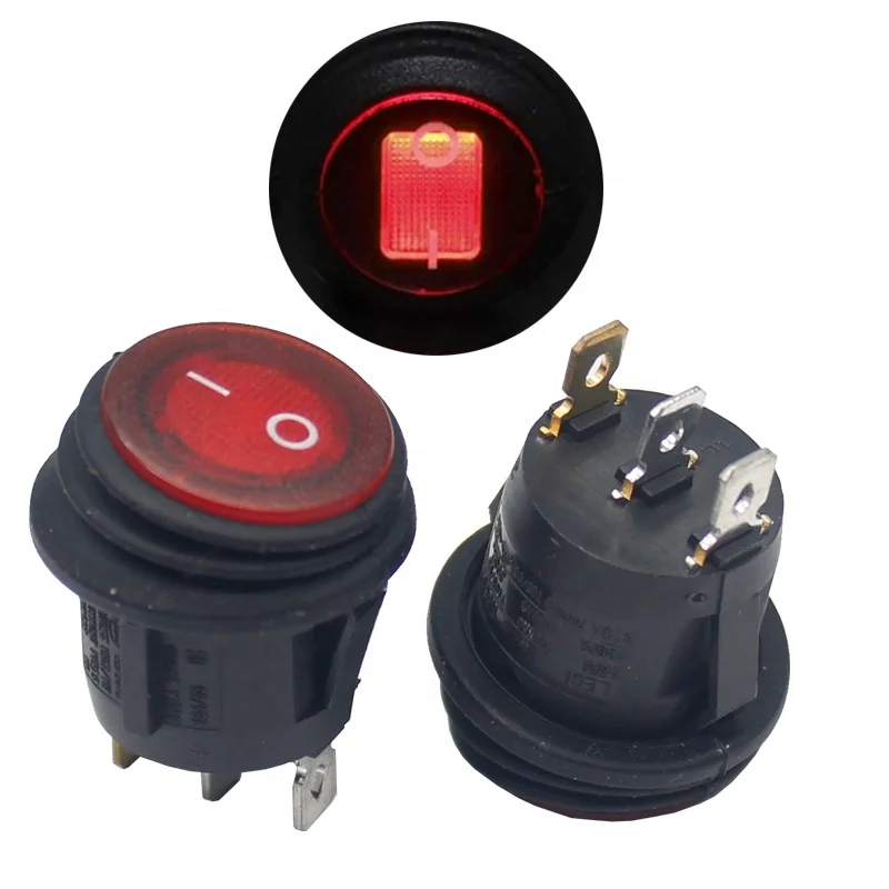 Rocker Switches12V Waterproof On Off Round Rocker On-Off Switch Button With Opening Size 20mm, 20A 3Pin Car Auto Boat