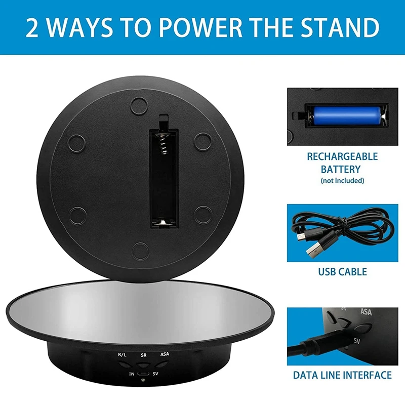 Motorized Rotating Display Stand, 7.87Inch,Mirror Covered 360 Degree Turntable Display Stand For Photography