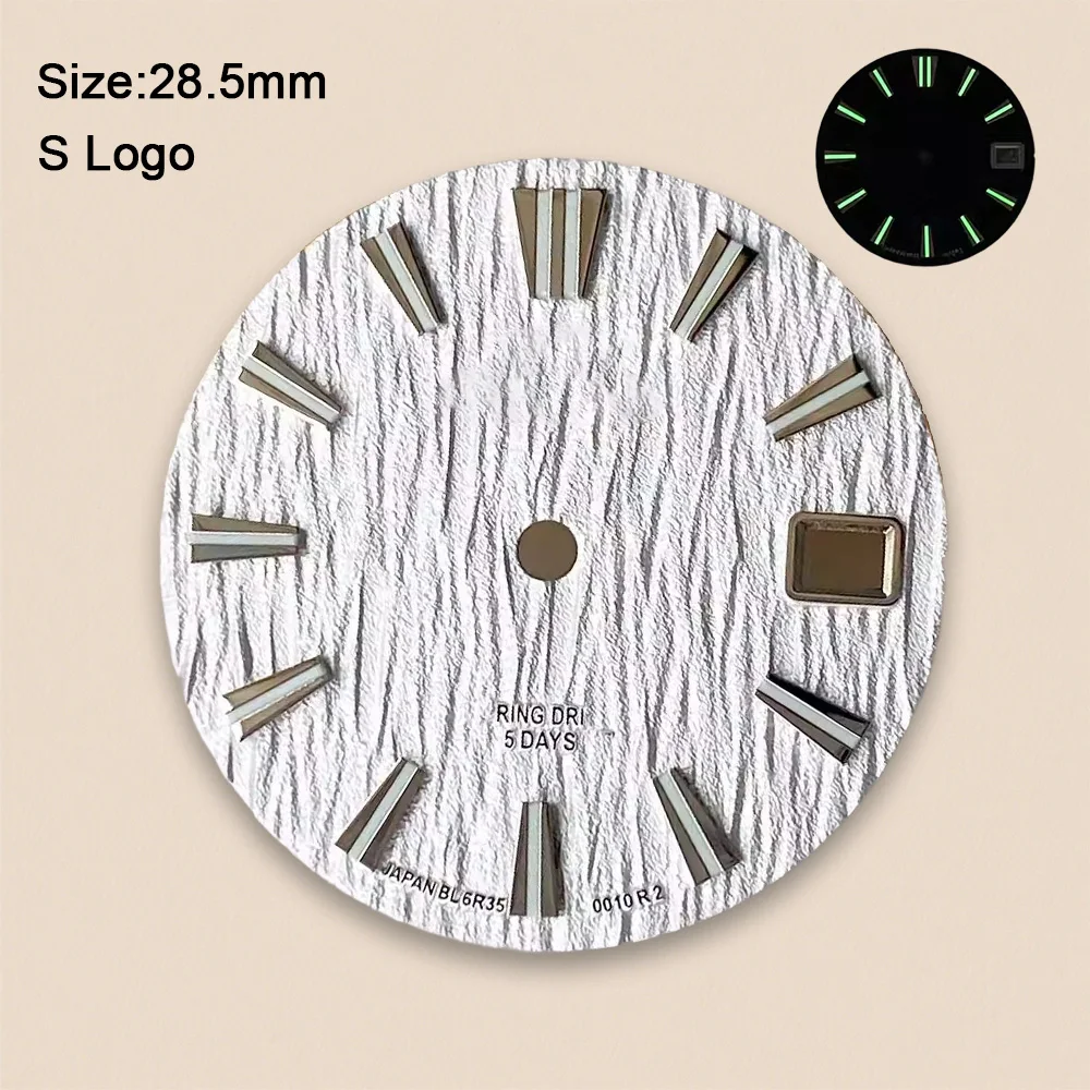 High Quality 28.5mm GS Logo Glacier Dial Suitable For NH35/NH36/4S  Japan Movement Green Luminous Watch Modification Accessories