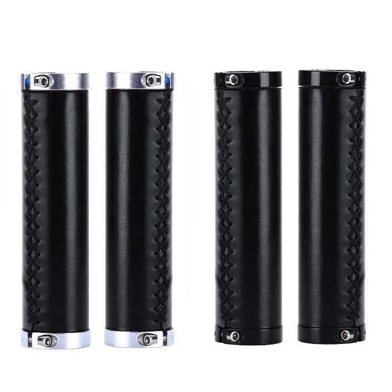

Folding Bike Hand Sewing Retro PU Leather Imitation Cowhide Bicycle Handlebar Cover Bike Lockable Grips Anti-slip Bike Grips