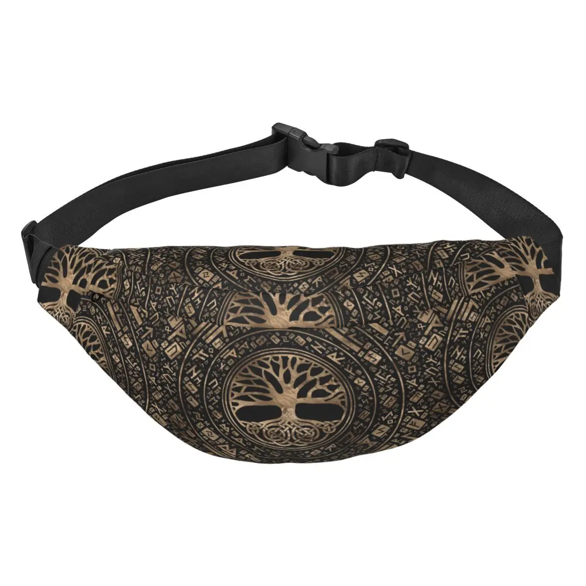 

Casual Tree Of Life Fanny Pack Women Men Yggdrasil Runic Pattern Sling Crossbody Waist Bag for Camping Biking Phone Money Pouch