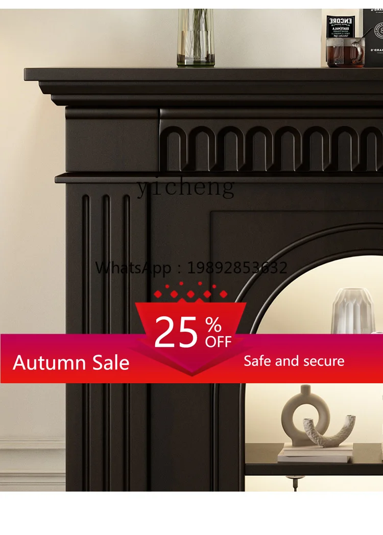 

ZZ Solid Wood Decorative Fireplace Cabinet Texture Storage Cabinet Living Room Entrance