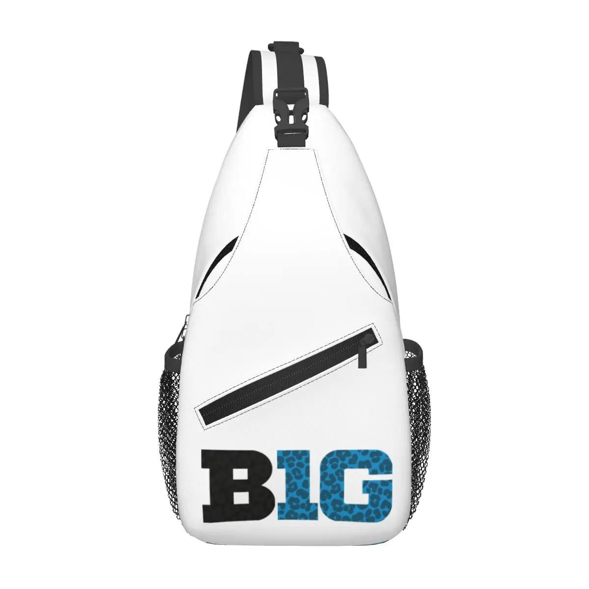 BIG TEN Conference Cheetah Pattern Blue And Black Chest Bag Men Sling Crossbody Backpack Chest Bag Hiking Daypack Shoulder Bag