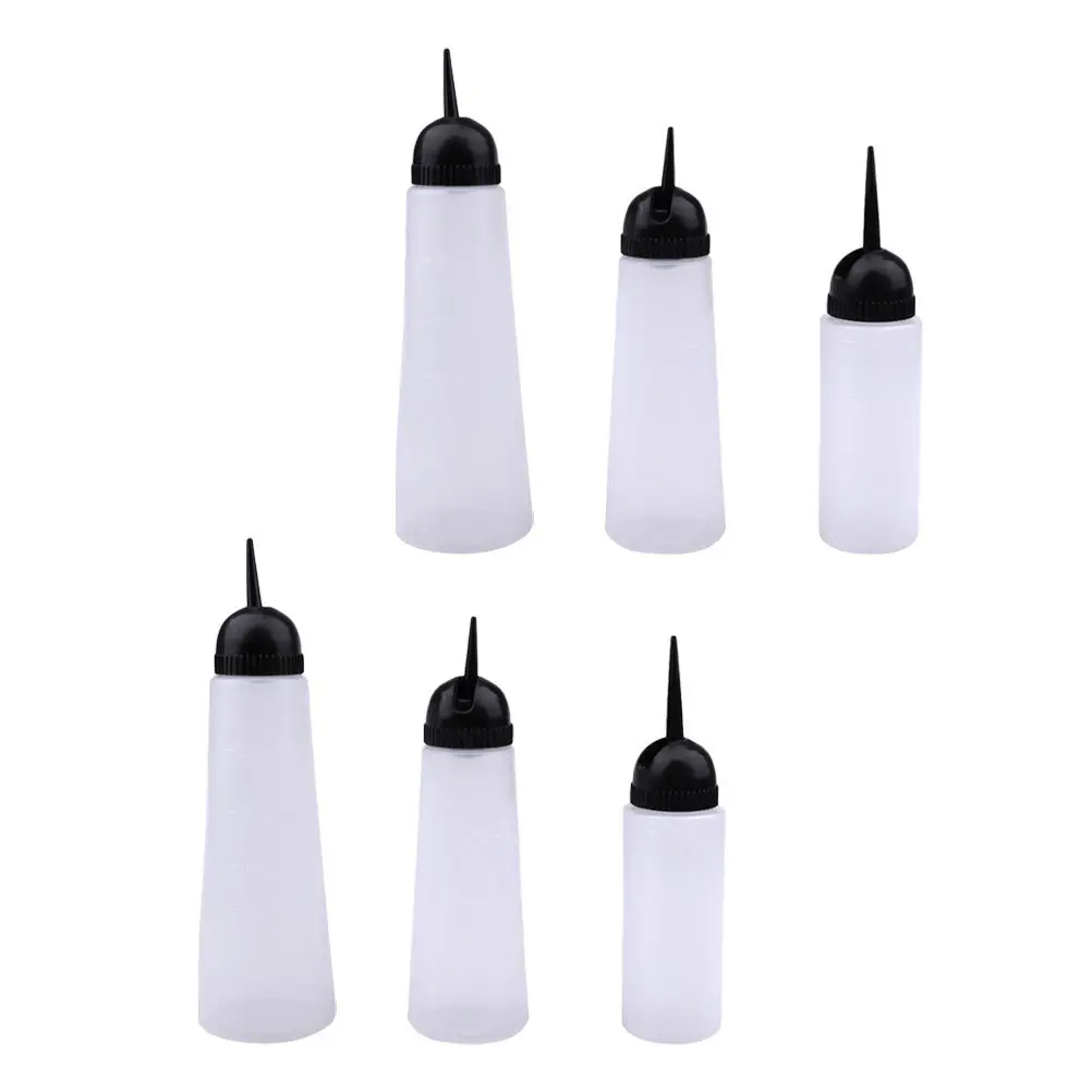 

6Pcs Dry Cleaning Bottle Premium Material Hair Dye Container Soft Touch Easy Squeeze Leakproof Pointed Mouth Salon Supply