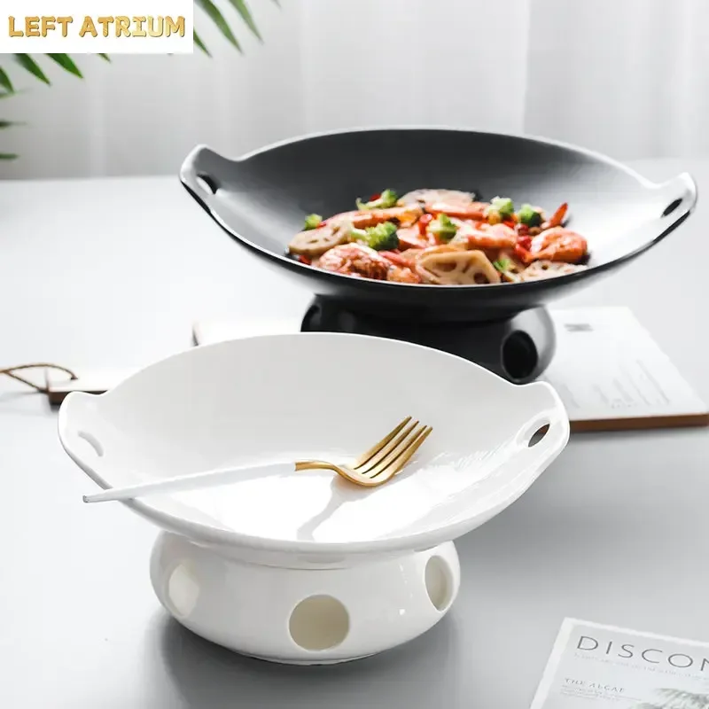 Heatable Insulated Plate Restaurant Main Dish Plate Japanese Ceramic Shouxi Barbecue Plate Creative Home Kitchen Steak Tableware