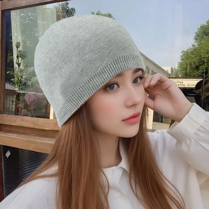 New Unisex Autumn Hat Solid Color Wool Cap Warm Soft Beanies Winter Hat For Women Outdoor Female Skullies Bonnets Gift Wholesale