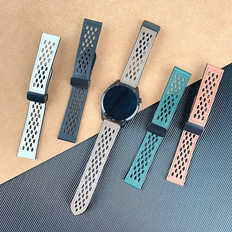 22 مللي متر 20 مللي متر حزام سيليكون جلدي لساعة سامسونج جالاكسي 7 6 5 4 40 مللي متر/44 مللي متر شريط مغناطيسي لساعة جالاكسي 6 الكلاسيكية 43 مللي متر 47 مللي متر