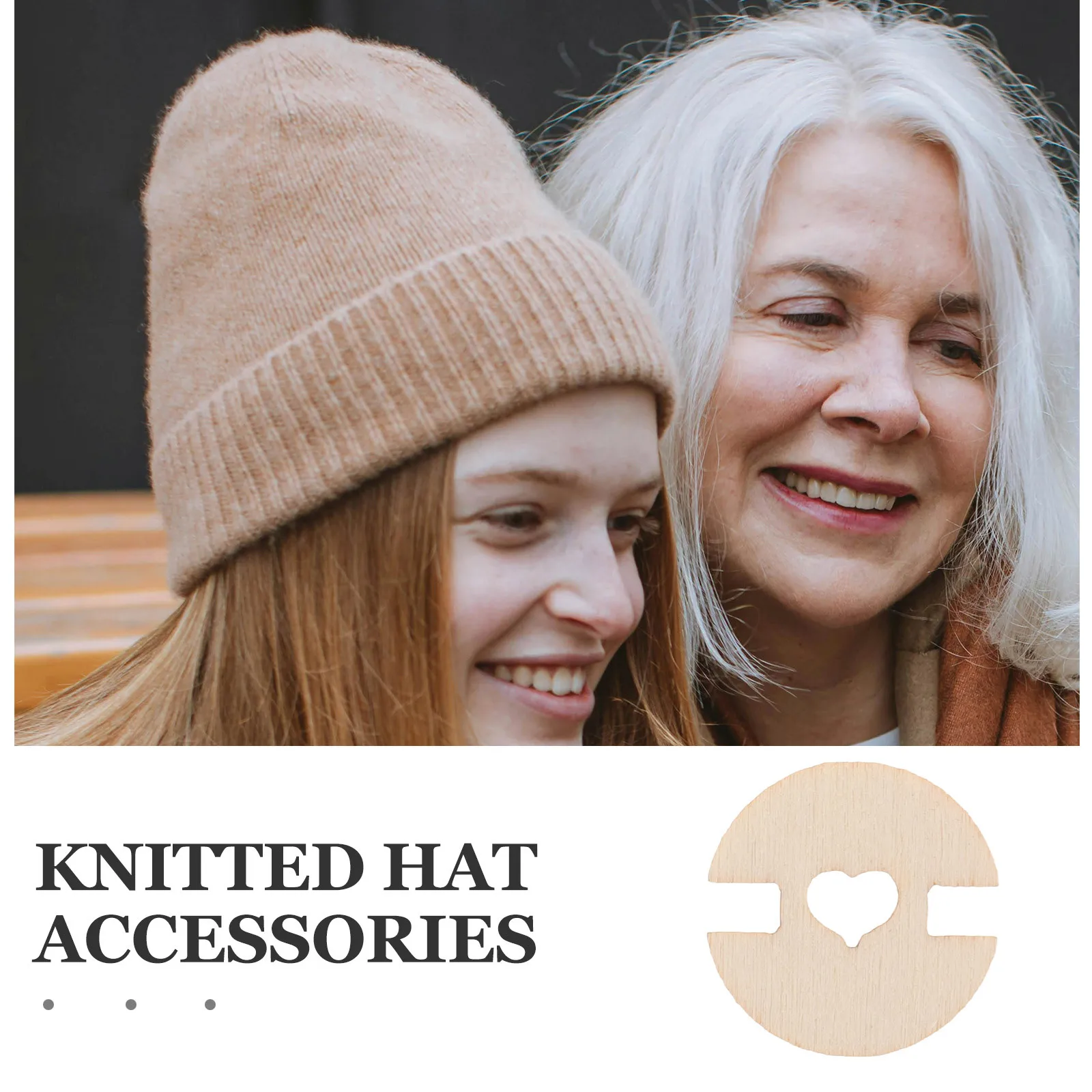 

50pcs Wooden Heart-Shaped Buttons For Hat Making Accessories Pom Pom Holders Knitting Fasteners Diy Craft Tools Hollow Button