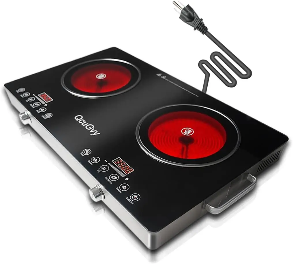 

Portable Infrared 2-Burner Electric Cooktop, 3500W, Touch Control, Timer