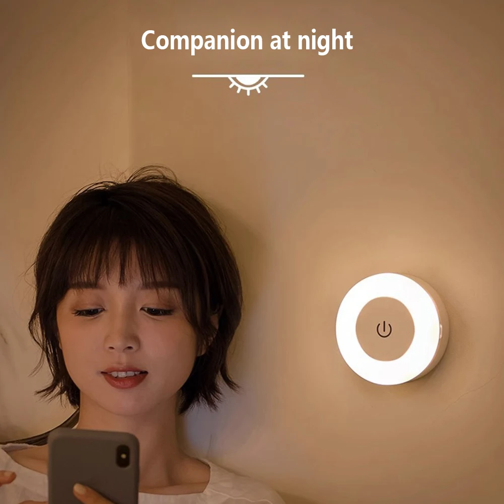 ミニ充電式LEDナイトライト、タッチコントロール、磁気、赤ちゃん、子供部屋、バスルーム用、0.6w