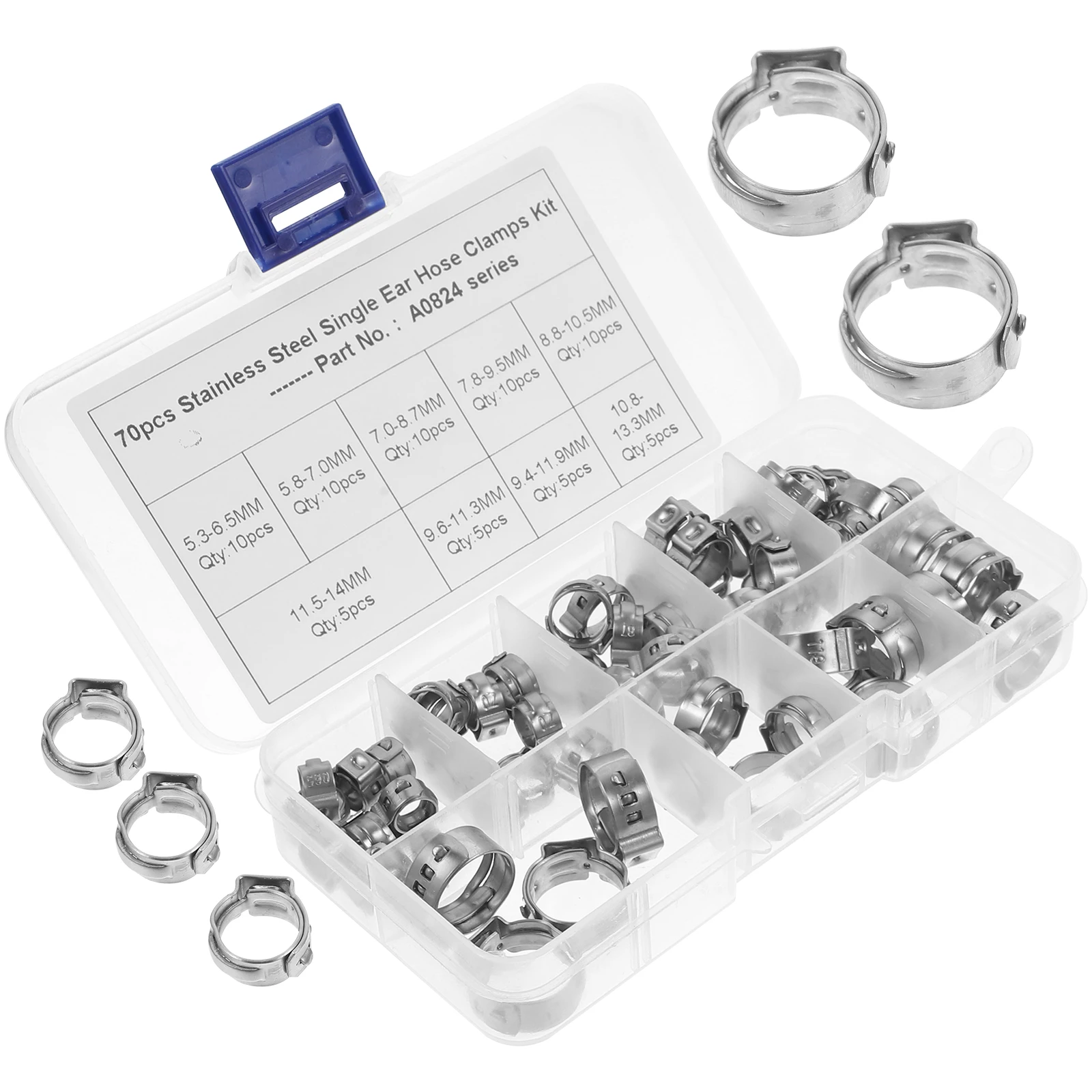 

70 Pcs Stainless Steel Pex Clamps Crimp Rings Tubing Clips Heavy Duty 304 Material Hose Pipe Fuel Line Gardening